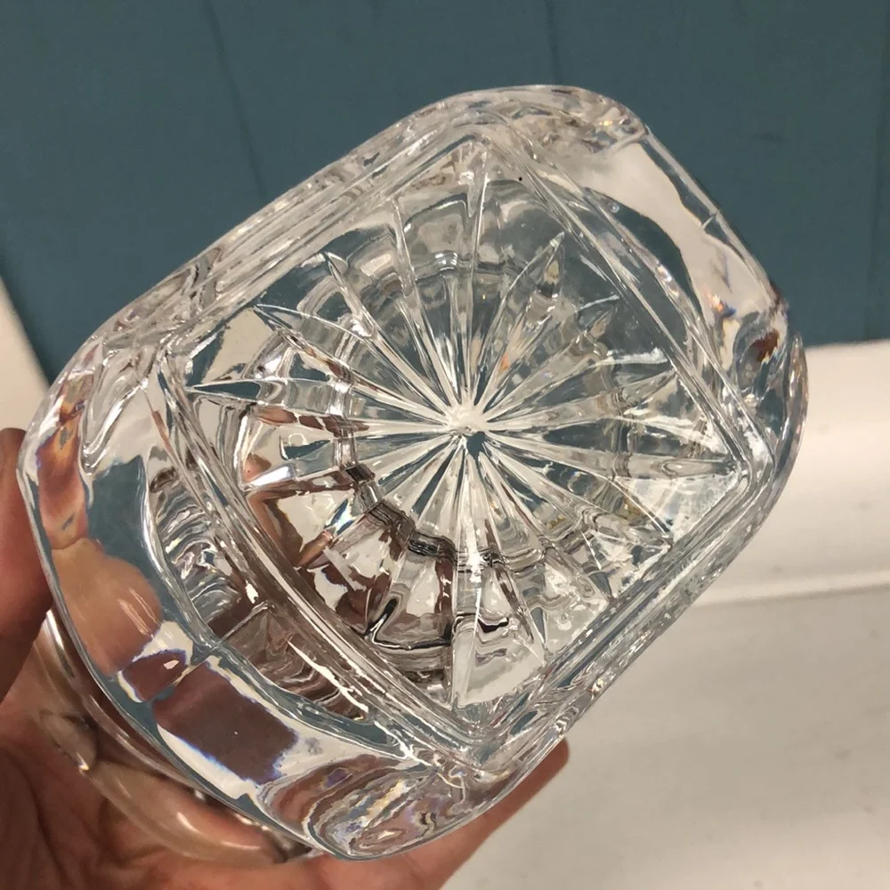 Vtg DePlomb 24% Lead Crystal Santa Sleigh Votive Candleholder USA made Christmas